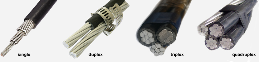 overhead insulated cable types and sizes